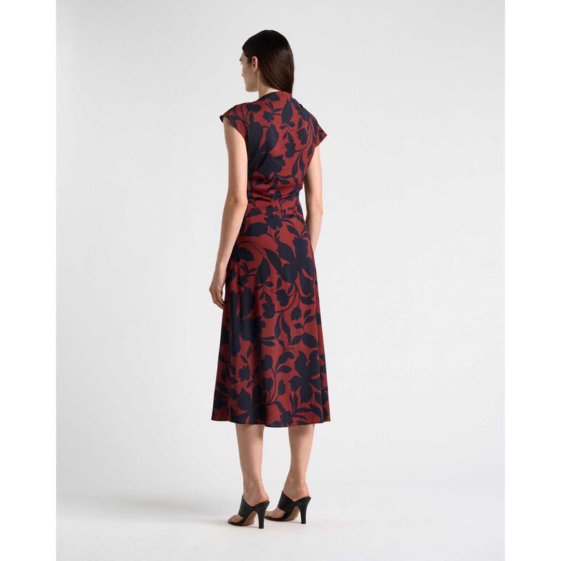 Cue Ink Stencil Floral Draped Midi Dress image number 1